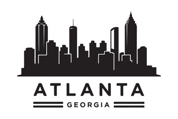 Fototapeta premium Atlanta georgia skyline isolated on white background depicts the citys iconic buildings and architectural design, representing its urban landscape and business center