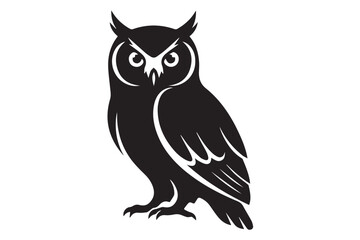 Detailed owl illustration isolated on white background, showcasing its distinctive features and nocturnal nature in a minimalist design, wildlife