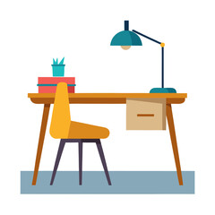 school desk with books