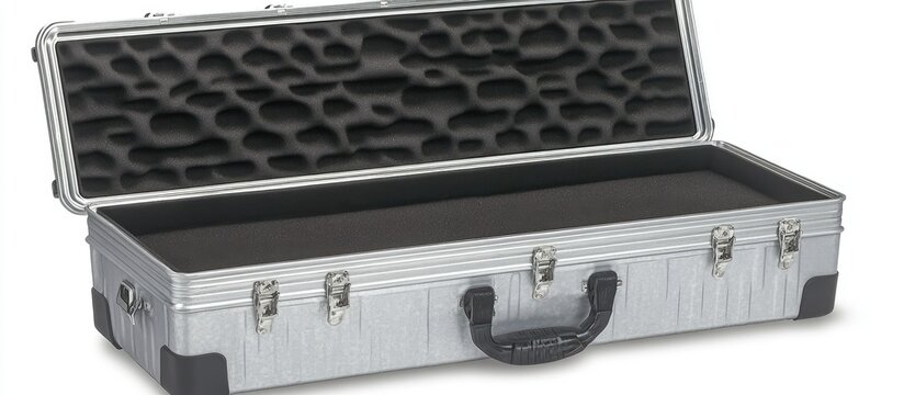 Sturdy Aluminum Hard Case Open, Revealing Black Convoluted Foam Interior
