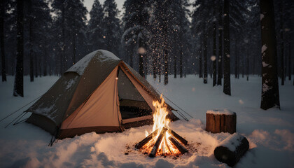 camping in the forest