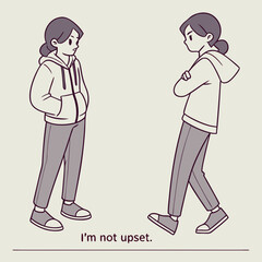 Illustration of a Girl in Two Poses: Standing and Walking