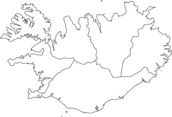 A detailed vector map of Iceland with all regional borders clearly defined. Ideal for geographical studies, professional reports, and data visualization.

