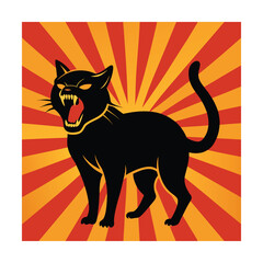 Black Cat with Sunburst Background feline animal