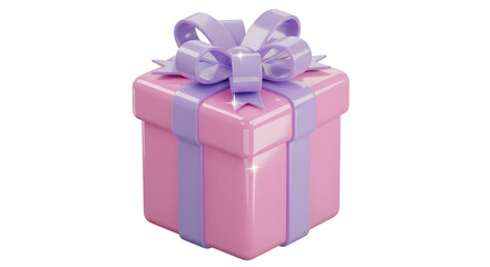 Obraz premium Pink Gift Box with Purple Ribbon