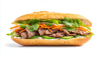 Vietnamese banh mi sandwich with pork