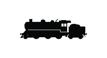 Fototapeta premium a classic steam locomotive silhouette on white background