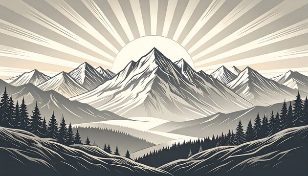 Majestic mountain range at sunrise