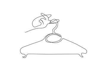 
Clothes hangers continuous one line drawing minimalist outline illustration
