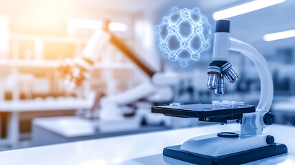 Microscope in a Laboratory with Molecular Structure Projection