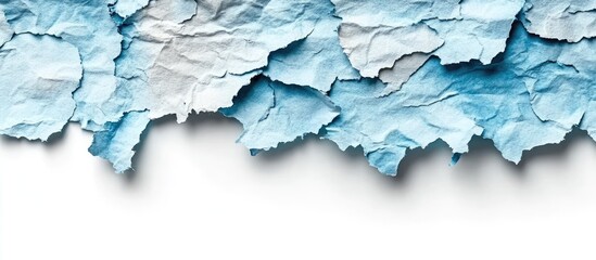 Naklejka premium Frigid Layers of Torn Blue Paper Creating a Textured, Icy Border