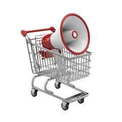 shopping cart with a megaphone