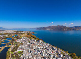 The scenery of Cangshan Mountain and Erhai Lake in Dali, Yunnan