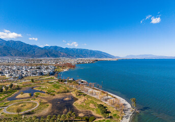 The scenery of Cangshan Mountain and Erhai Lake in Dali, Yunnan