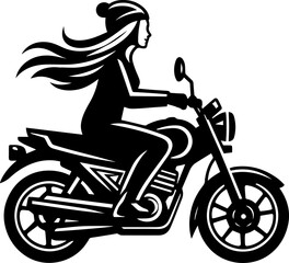 woman riding motorcycle on a white background