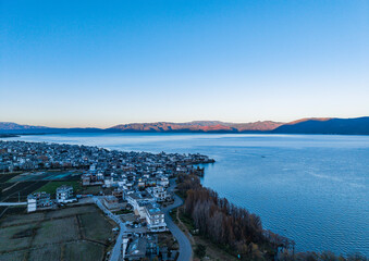 The scenery of Cangshan Mountain and Erhai Lake in Dali, Yunnan
