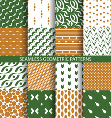 Set of seamless vector geometric patterns. Collection abstract geometrical backgrounds for design, fabric, textile, wrapping etc.