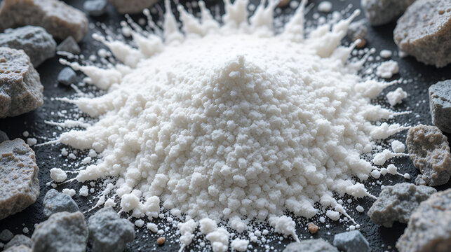 White titanium dioxide powder surrounded by mineral oxides