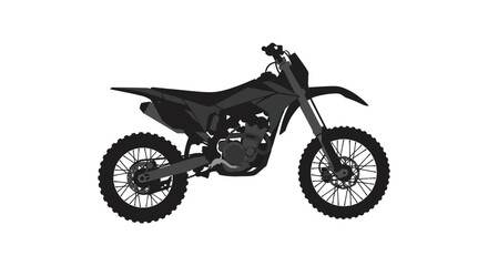 a sleek black dirt bike designed for rugged terrain performance