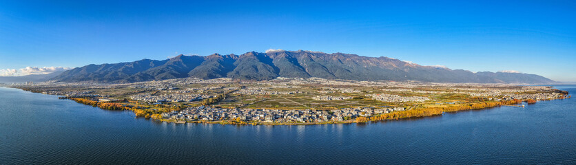 The scenery of Cangshan Mountain and Erhai Lake in Dali, Yunnan
