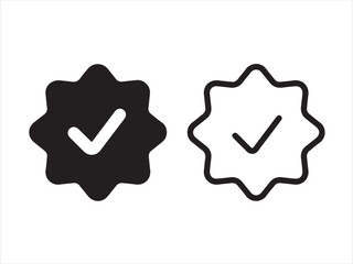 Obraz premium Verified badge icon, check mark symbol isolated on white background