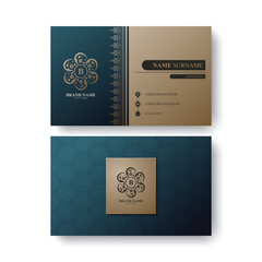 Elegant Golden Floral Initial B Logo Business Card Template Design
