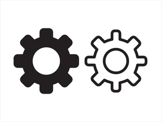 Gear icon in black and white, isolated on white background