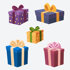 Colorful Birthday and Holiday Gift Box Clipart Collection