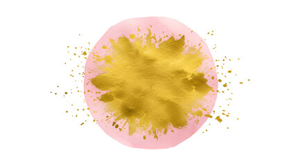 A burst of golden creativity erupts from a soft blush watercolor circle like imagination taking form set against a