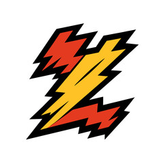Stylized letter z with lightning bolt design isolated on transparent background