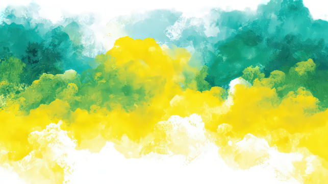 Abstract Watercolor Painting in Yellow Green and Teal - Powered by Adobe