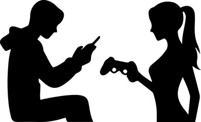 silhouette of man and woman playing games