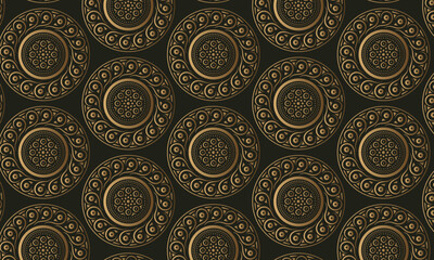Golden Intricate Mandala Seamless Pattern Elegant Decorative Ornament