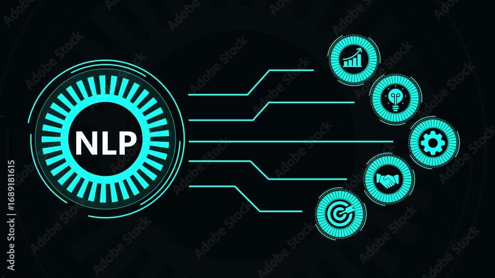 Aufkleber abstract futuristic animation displaying natural language processing technology concept