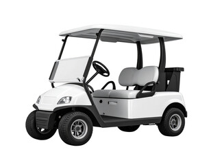  Modern white golf cart with dark roof isolated on transparent background PNG