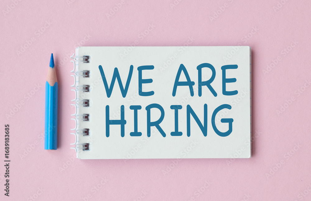 Poster job recruiting advertisement represented by we are hiring texts at note. image is used to represent 