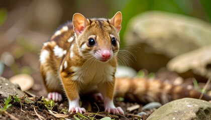 Cute marsupial in forest