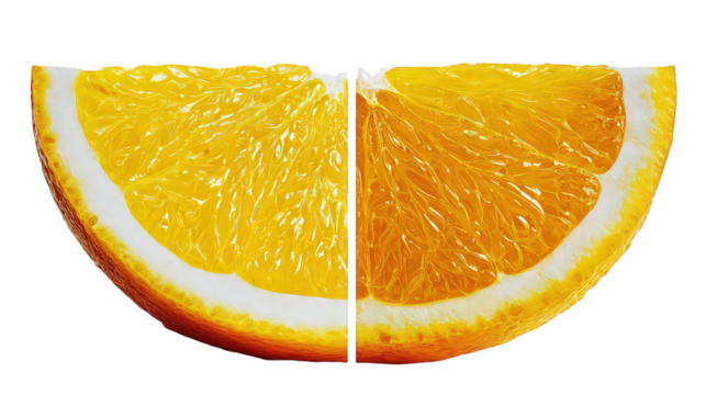 Two Halves Of An Orange Slice On Transparent Background