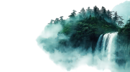 Abstract Teal and Green Cloud Formation on Black Background