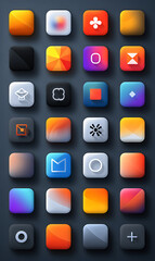 Creative AI Generated Icon Set with Smooth Gradients, Flat Minimalist Vector Pack for Digital Designers