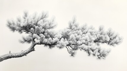Elegant monochrome pine branch