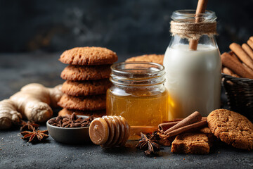 Vintage kitchenware holding handcrafted snacks, bathed in warm nostalgic light.