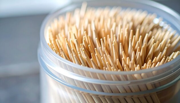 Close-up of toothpicks in a container