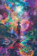 Absract psychedelic victorian painting vintage.