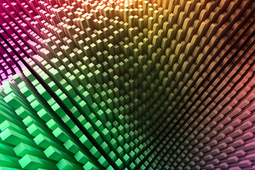 Vibrant abstract geometric pattern with colorful 3d cubes .3d render