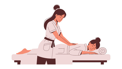 Skilled therapist provides soothing back massage to relaxed woman on a spa table
