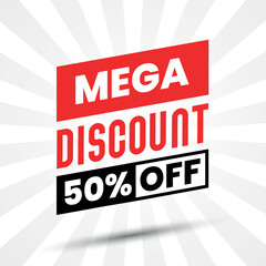 Mega discount banner design with 50% sale off