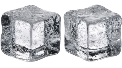 Obraz premium Two Transparent Ice Cubes on Transparent Background