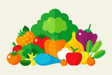 Colorful assortment of fresh vegetables and fruits