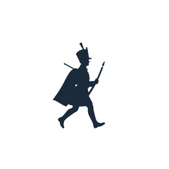 Vector art of silhouette of a soldier in a historical uniform, wearing a tall hat and holding a spear